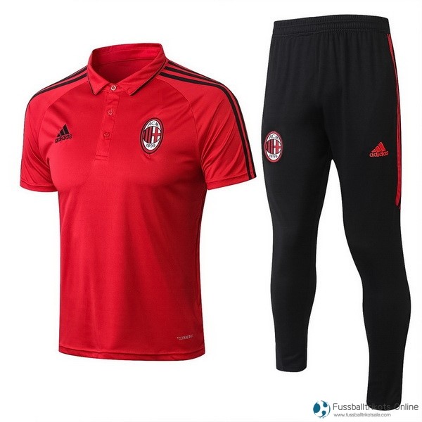 AC Milan Polo Komplett Set 2017-18 Rote Fussballtrikots Günstig